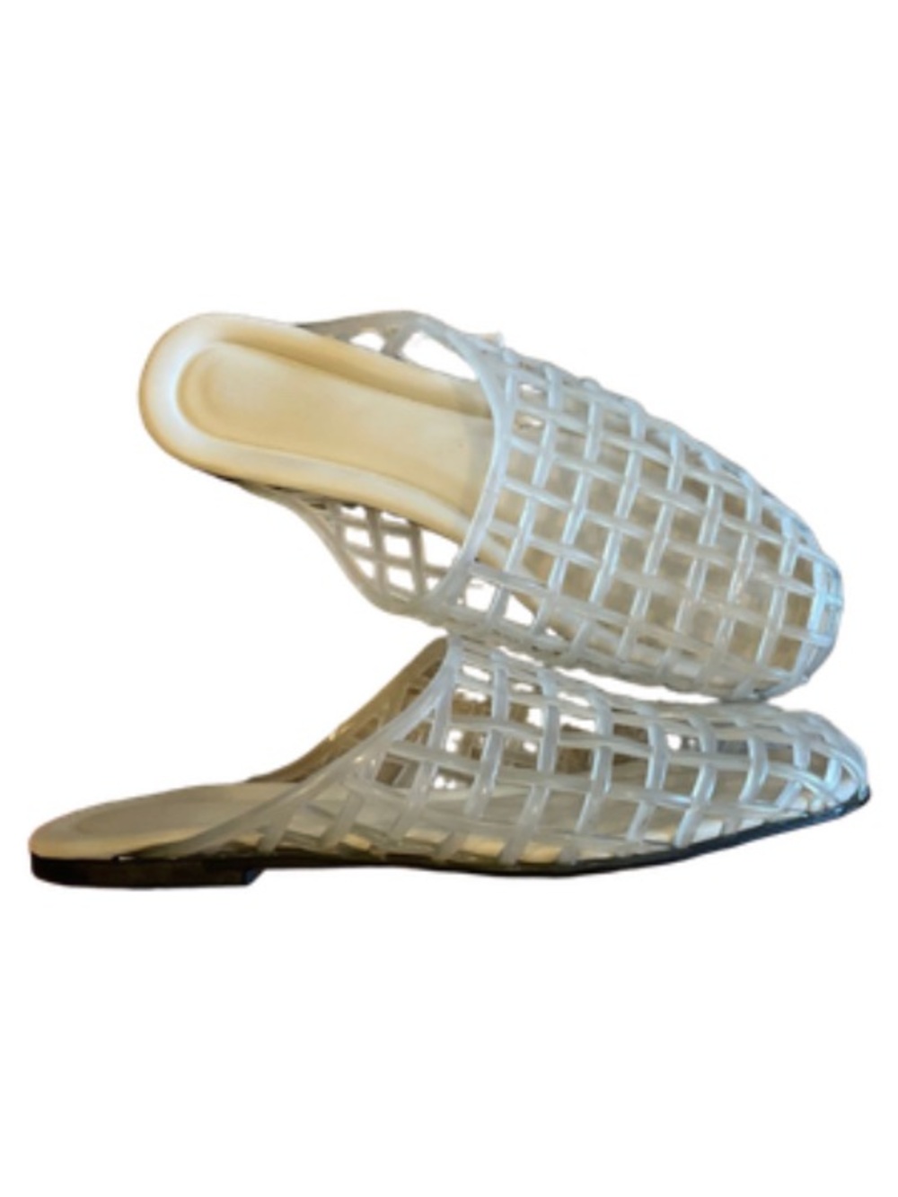 Clear Woven Cage Jelly Mules Clogs Flat Sandals Size 9 (Fits Small)